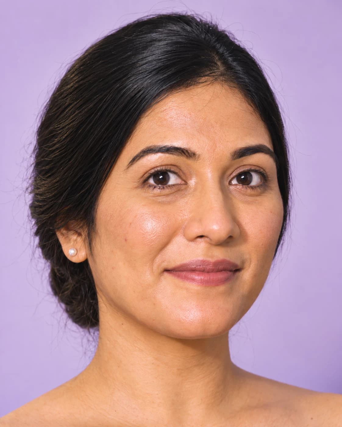 Geetha Adith with bare, freshly prepped skin